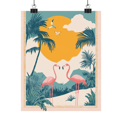 Welcome to Miami - Tropical Flamingo Poster - Boho Wall Art - Bohemian Art Prints - Home Décor