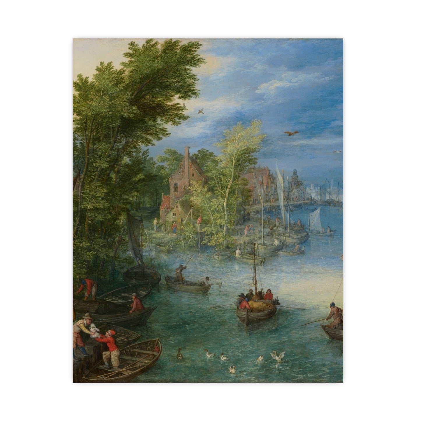 River Landscape Scene - Dutch Golden Age - Vintage Fine Art Print