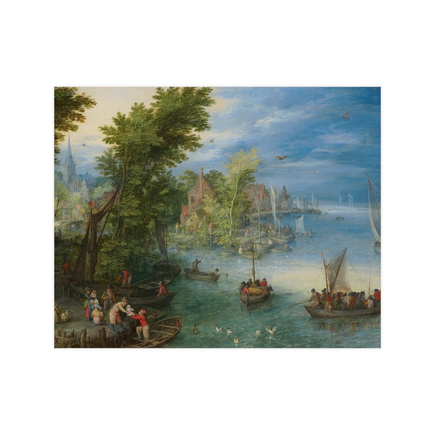River Landscape Scene - Dutch Golden Age - Vintage Fine Art Print
