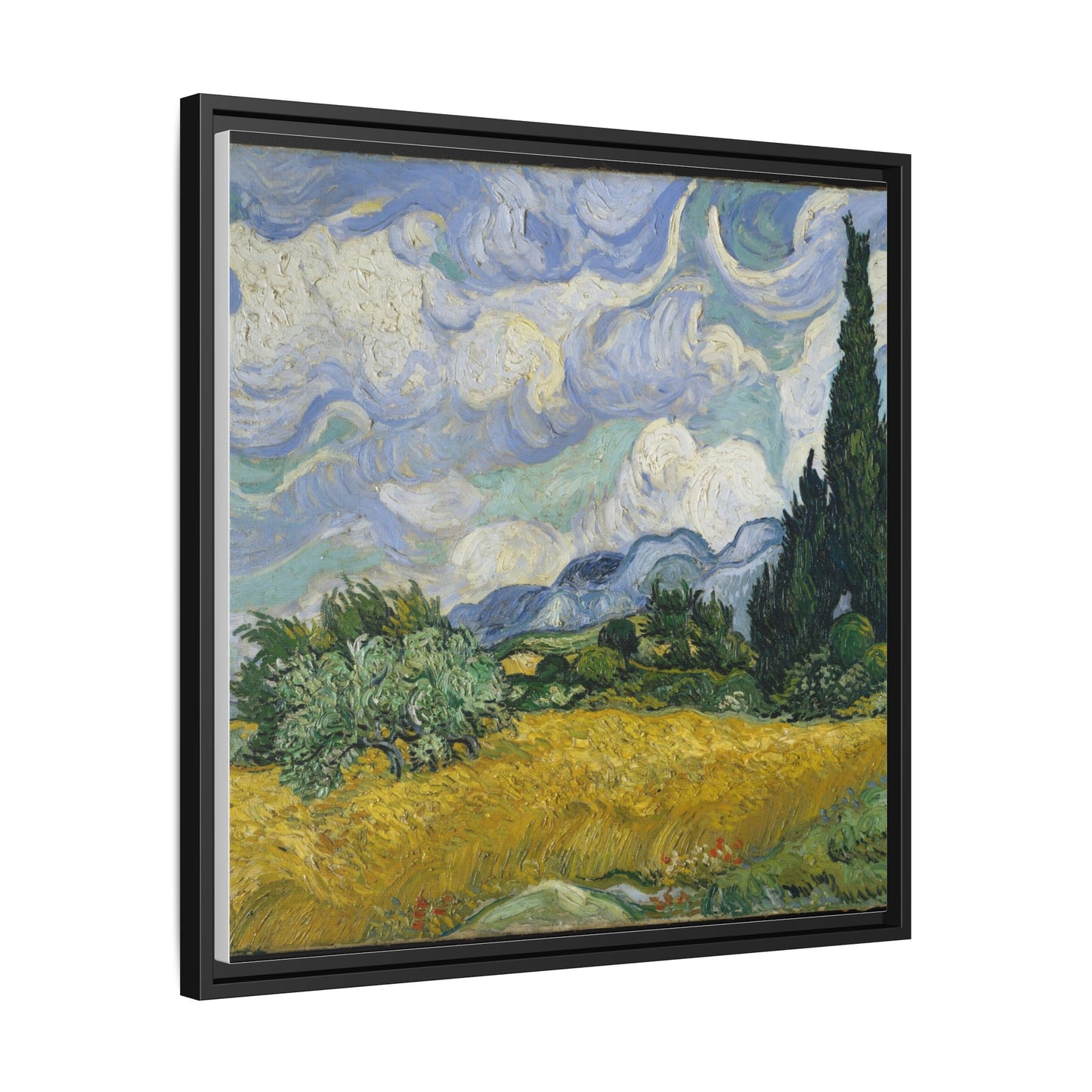Van Gogh - Wheat Field with Cypresses - Museum Collection - Framed Canvas Print