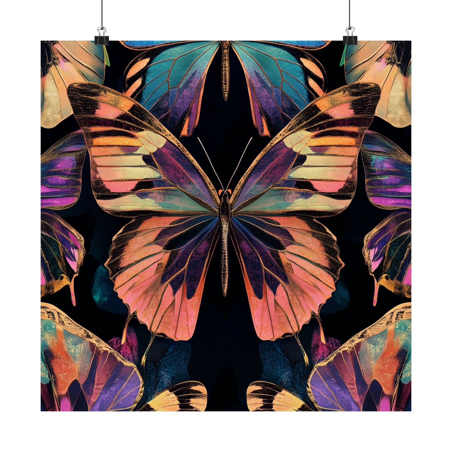 Vibrant Boho Butterflies Fine Art Pint - Matte Poster - Colorful Wall Art for Nature Lovers