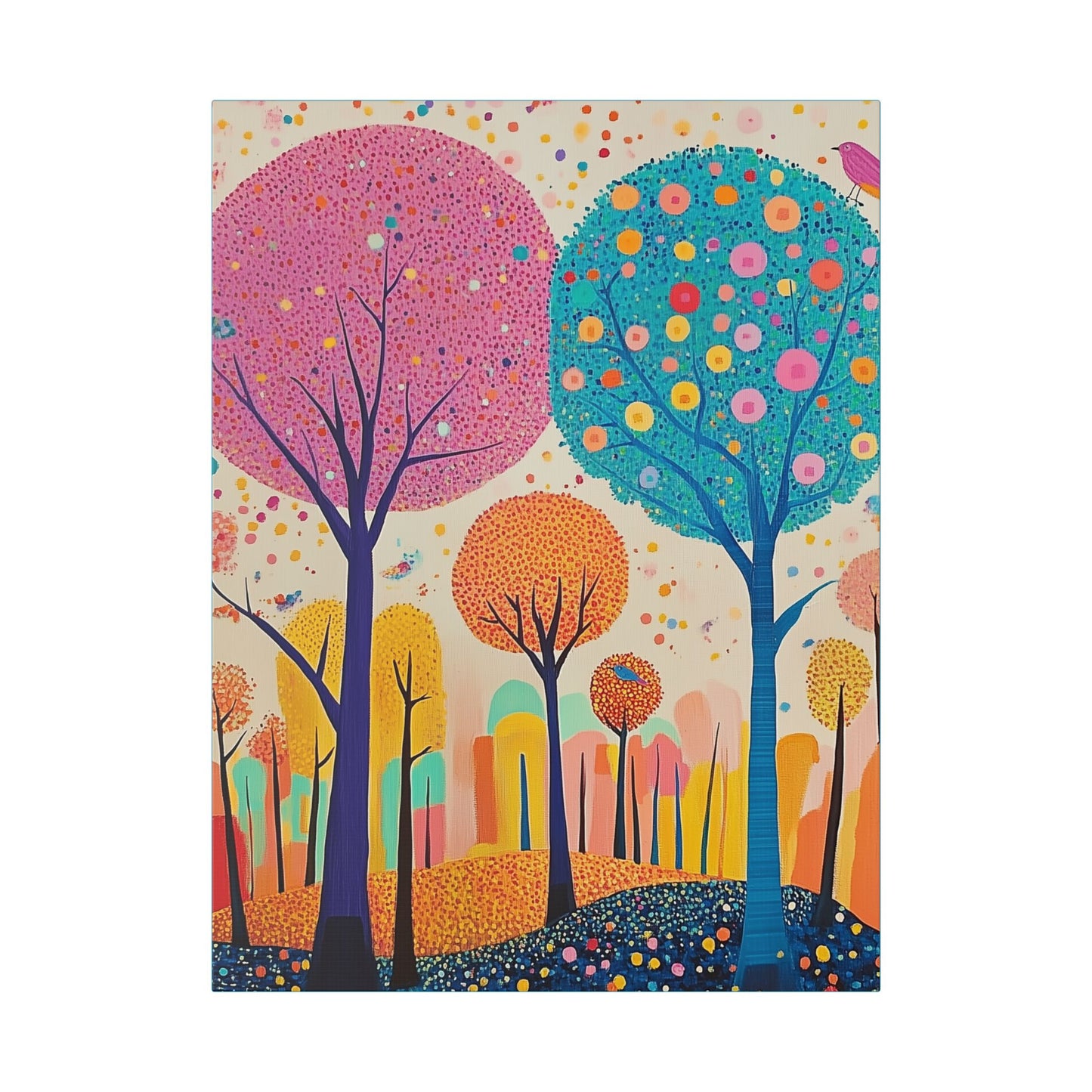 Happy Polka Dot Trees - Delight in Nature Series - Fine Art Print on Canvas