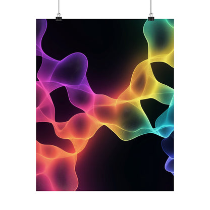 Vibrant Spectrum Abstract Poster - Colorful Wavelengths Energetic Art Print - Black Light Art - Spectrum of Light Wall Art