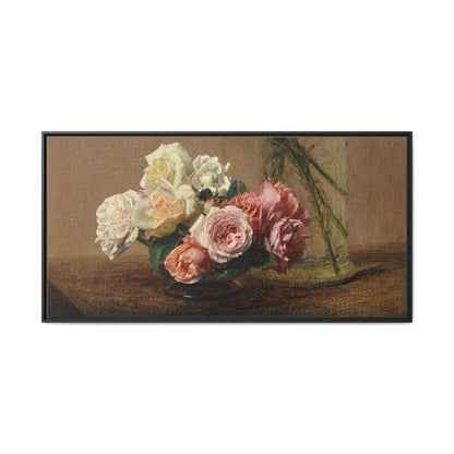 Henri Fantin-Latour : Roses and Lilies (1888) - Giclee Fine Art Print - Museum Collection Framed Canvas Print