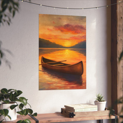 Summer Sunset Canoe on Lake Fine Art Print