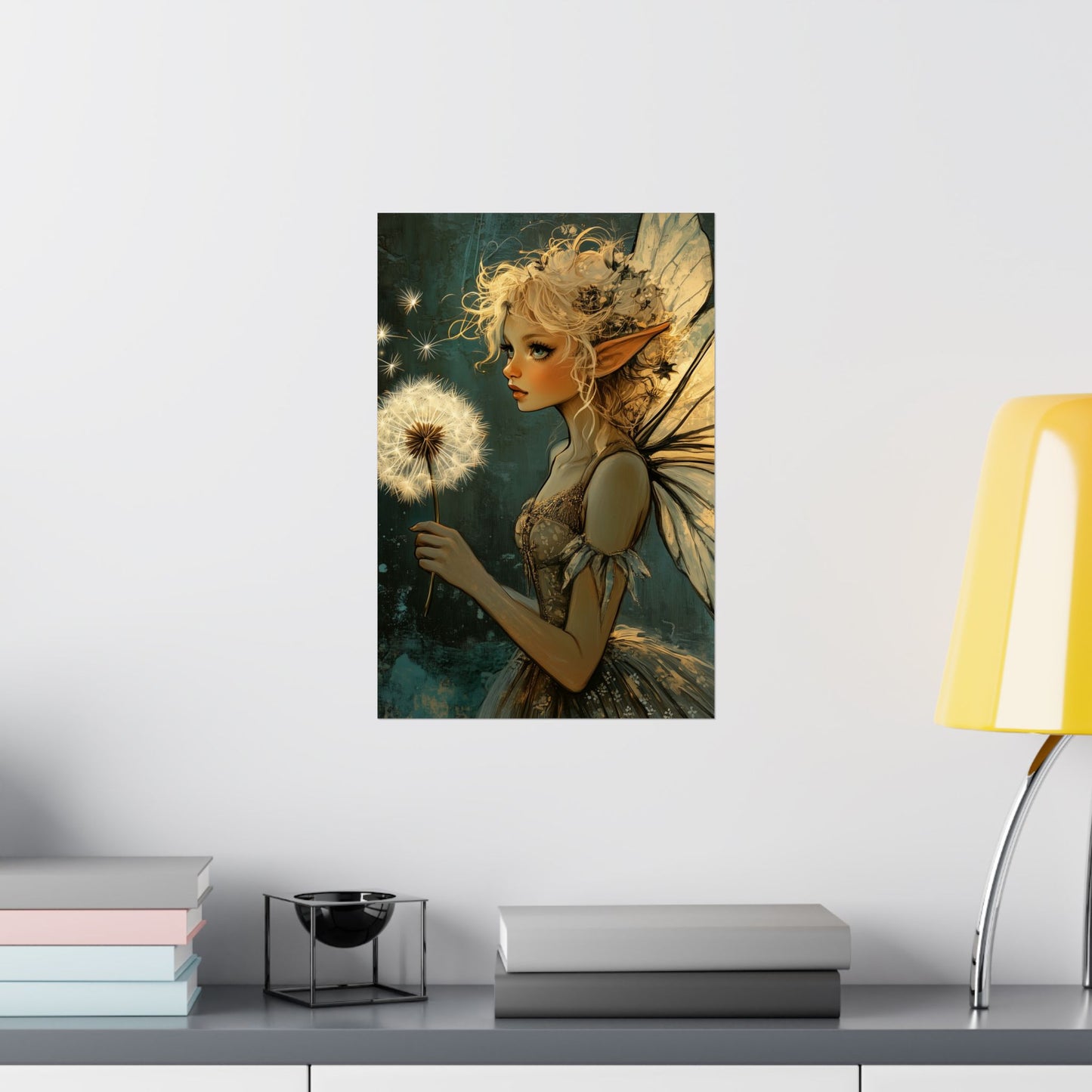 Best Wishes For You - Fairy with Dandelion - Flowers & Fairies Series - Enchanting Wall Art - Vertical Poster - Whimsical Wall Art for Dreamers