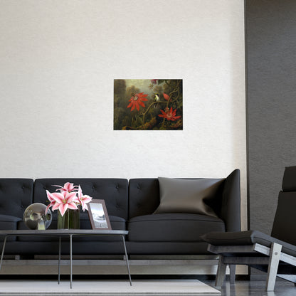 Hummingbird in Lush Tropical Landscape - Museum Collection - Fine Art Poster