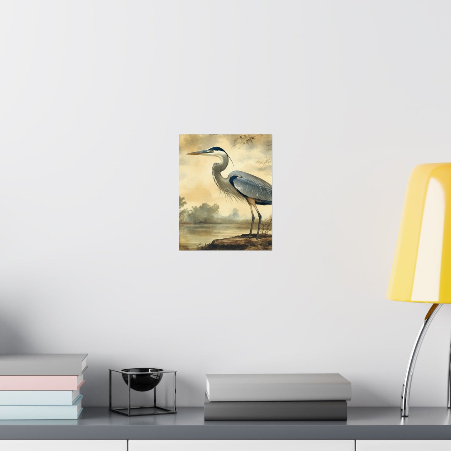 Elegant Blue Heron Coastal Fine Art Print
