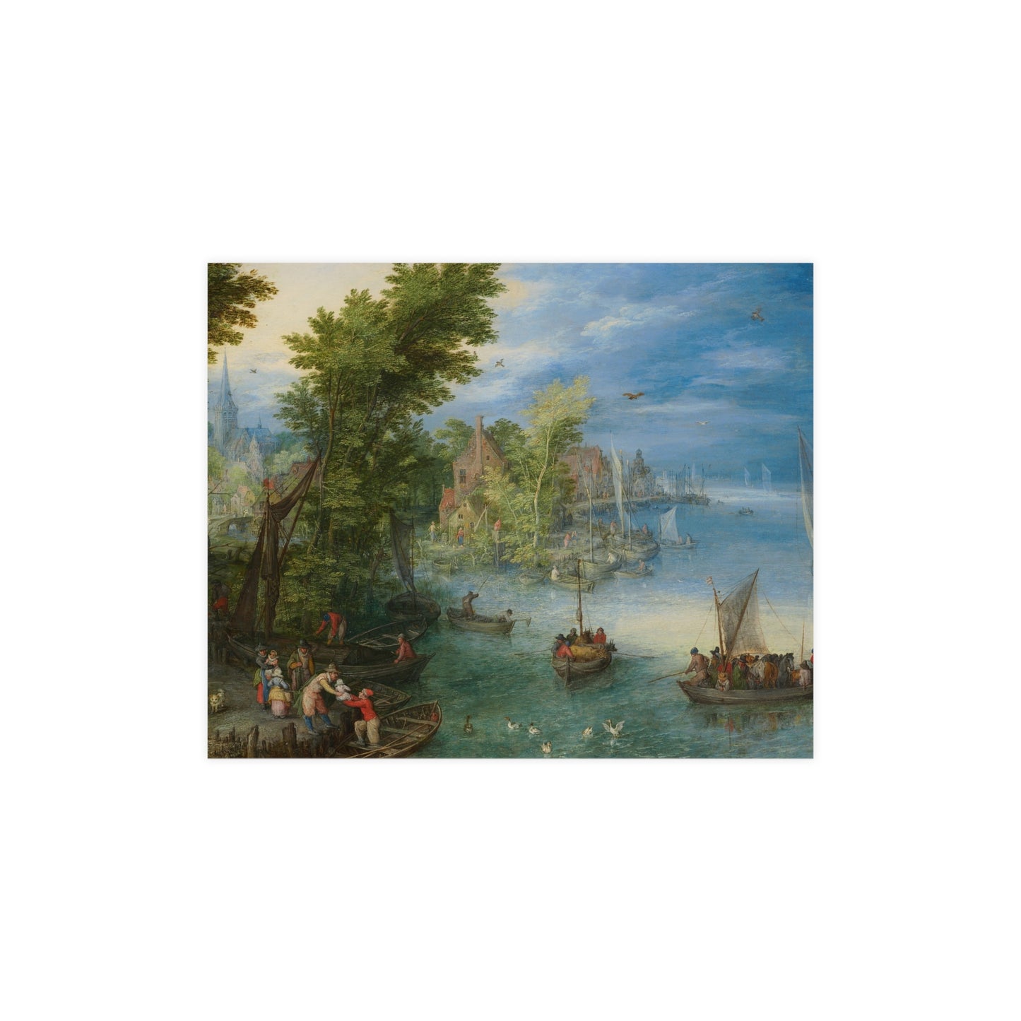 River Landscape Scene - Dutch Golden Age - Vintage Fine Art Print
