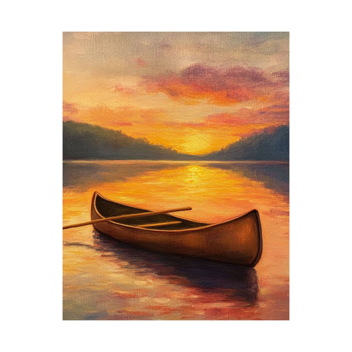Summer Sunset Canoe on Lake Fine Art Print