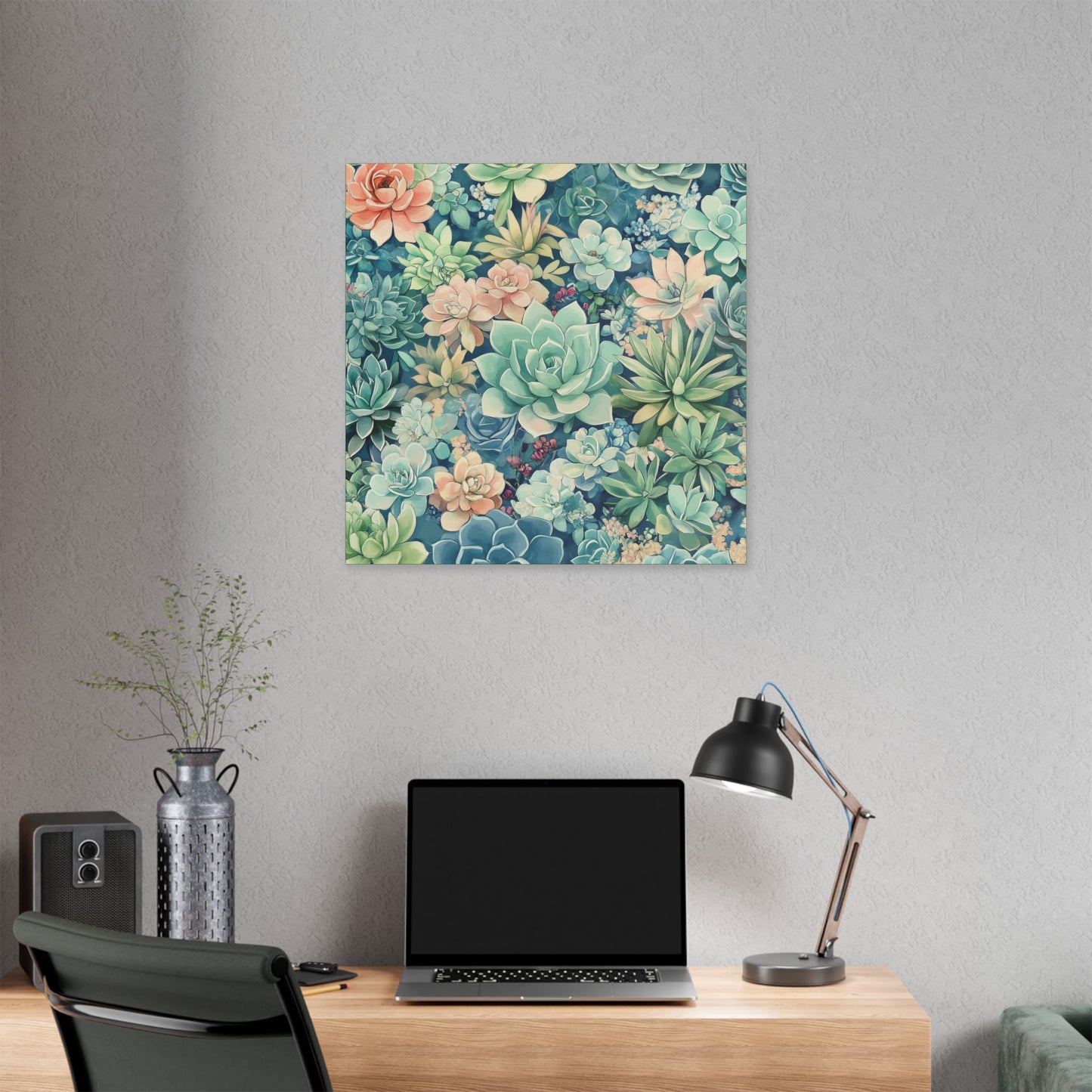 Succulents in Pastel - Secret Garden Collection - Fine Art Print on Canvas