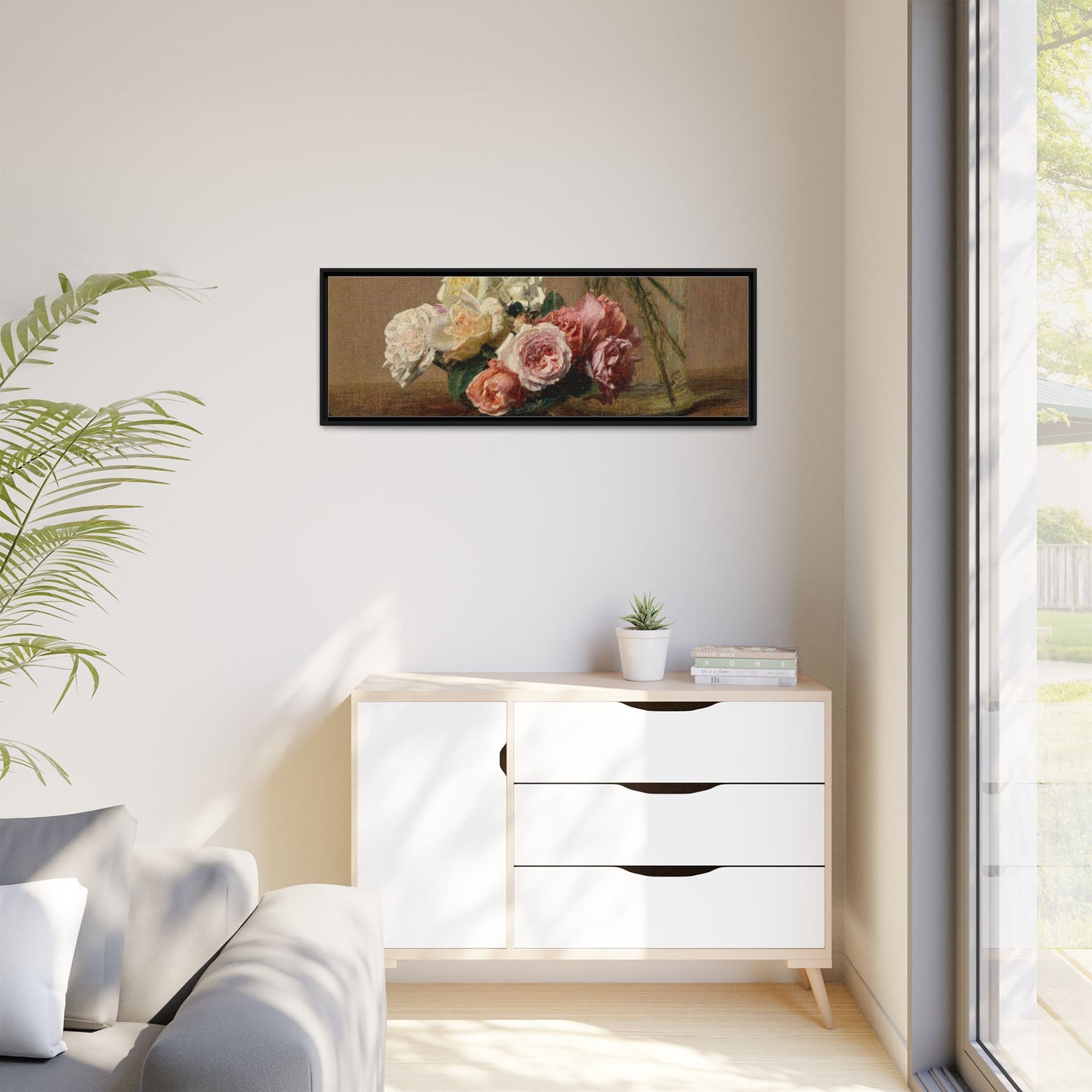 Henri Fantin-Latour : Roses and Lilies (1888) - Giclee Fine Art Print - Museum Collection Framed Canvas Print