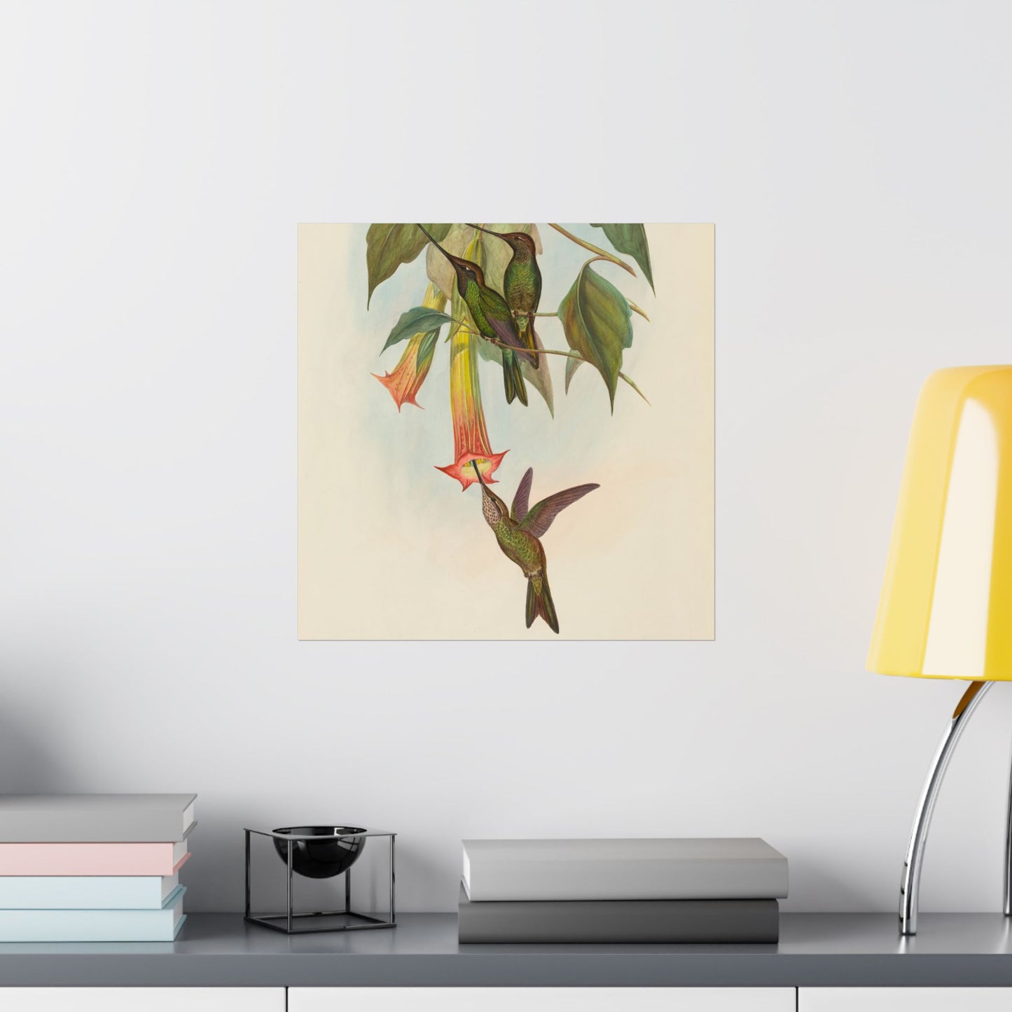 Hummingbird Botanical Art Print - Matte Vertical Poster - Nature Inspired Wall Art - Vintage Bird Watcher Art