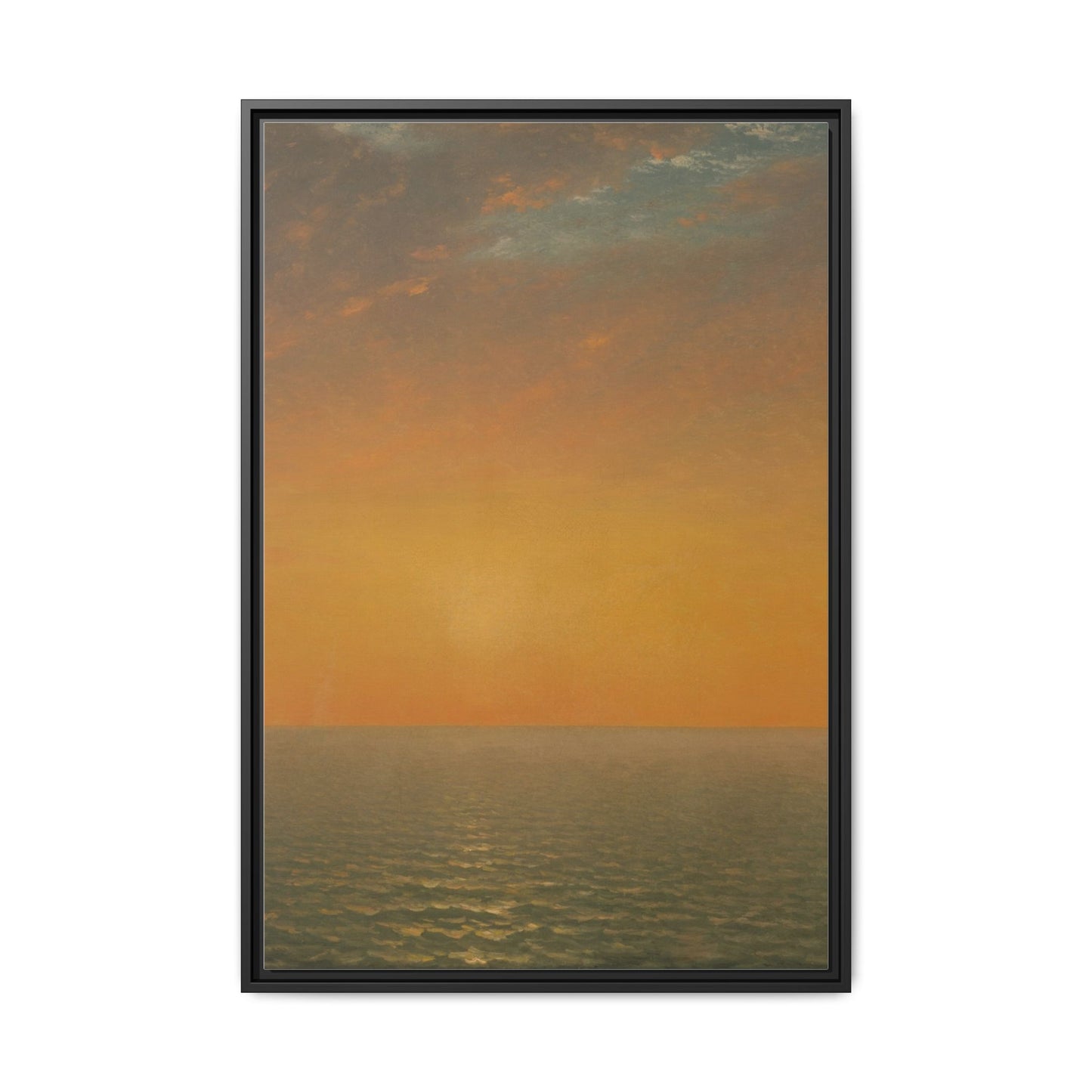 John Frederick Kensett : Sunset on the Sea (1872) - Museum Collection - Framed Canvas Print