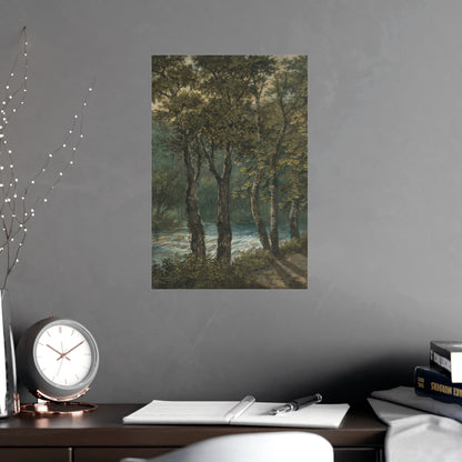 Sunlight Through Trees River Sihl - Forest Landscape Fine Art Poster