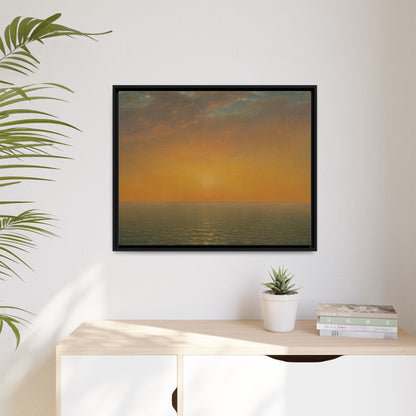 John Frederick Kensett : Sunset on the Sea (1872) - Museum Collection - Framed Canvas Print