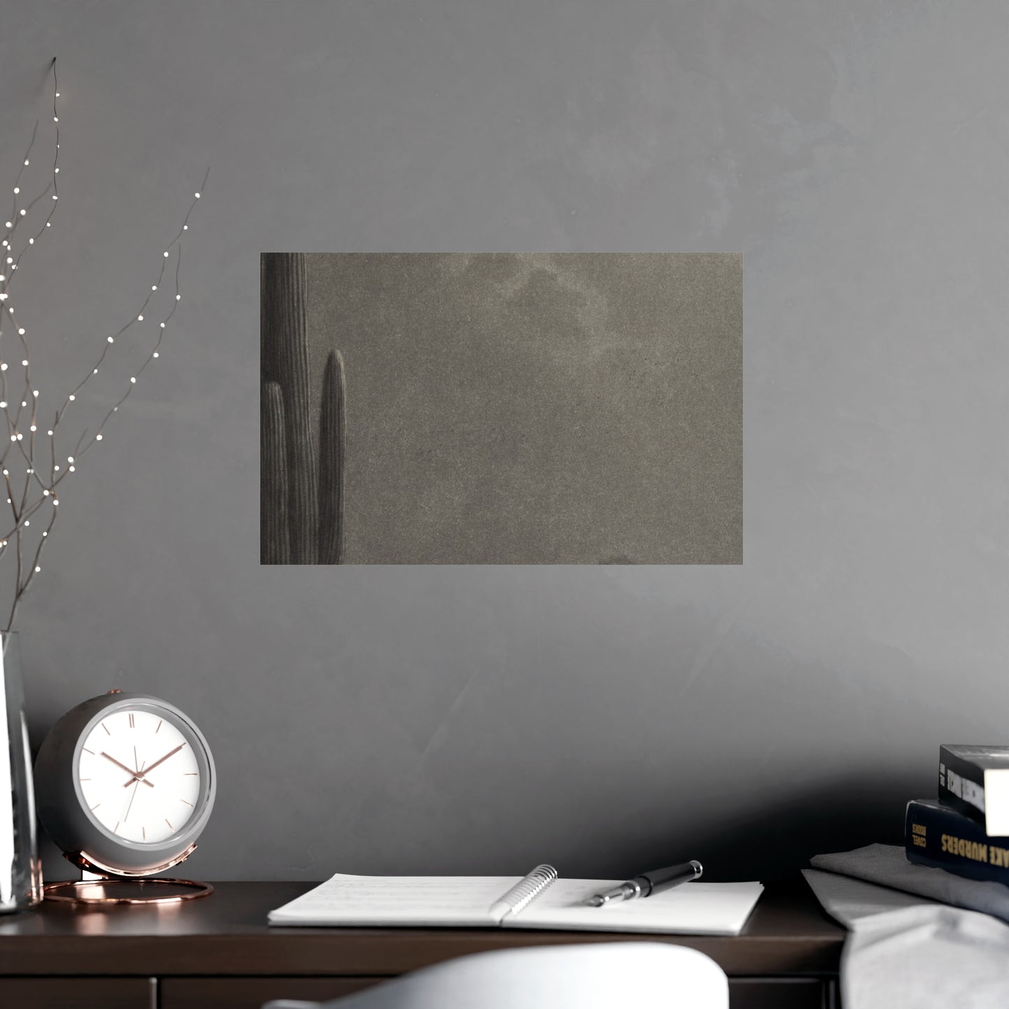 New Moon and Evening Star over Cactus- Celestial Fine Art Poster