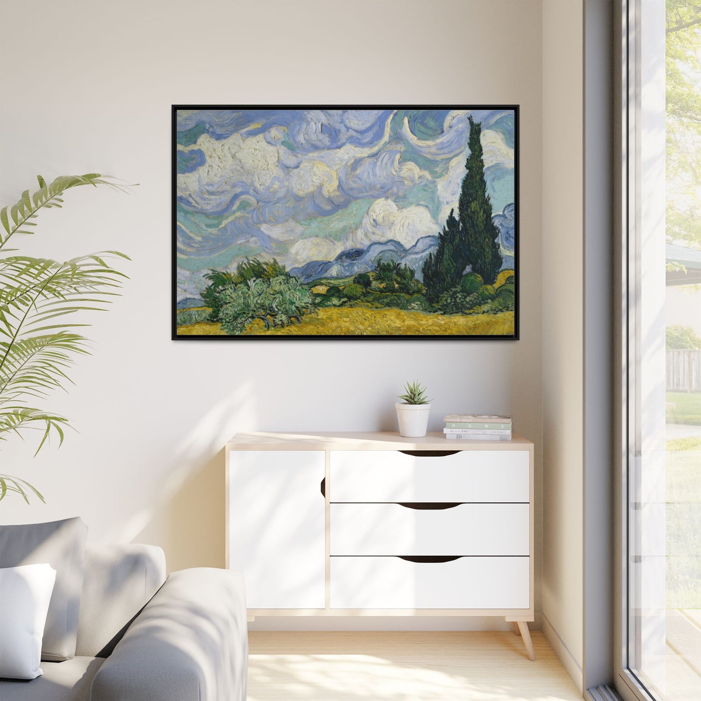 Van Gogh - Wheat Field with Cypresses - Museum Collection - Framed Canvas Print