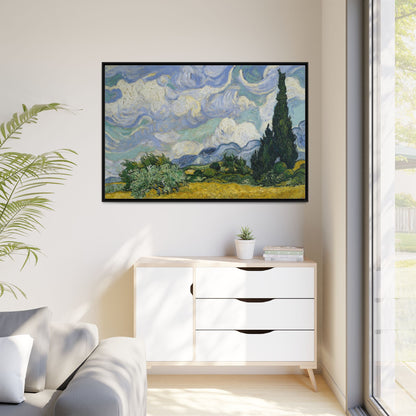 Van Gogh - Wheat Field with Cypresses - Museum Collection - Framed Canvas Print