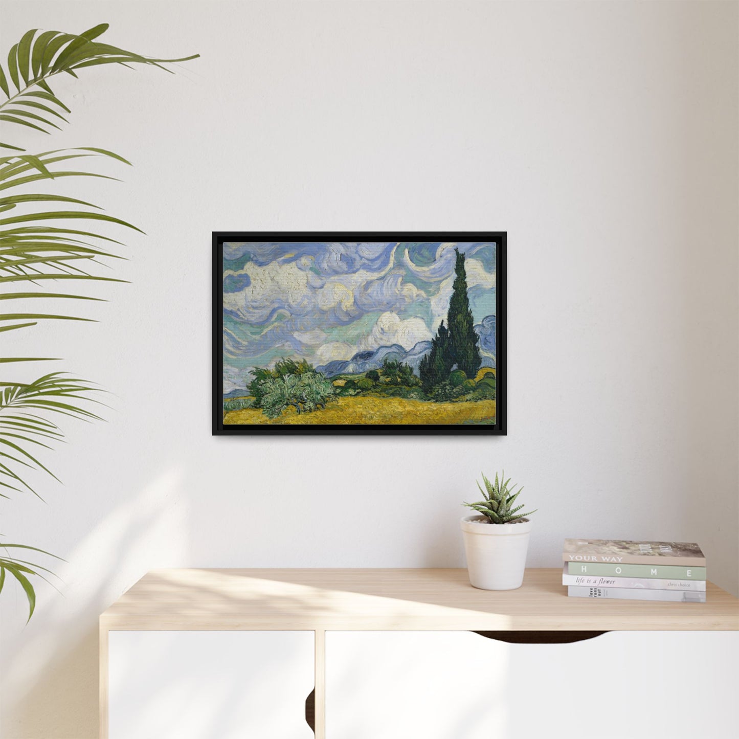 Van Gogh - Wheat Field with Cypresses - Museum Collection - Framed Canvas Print