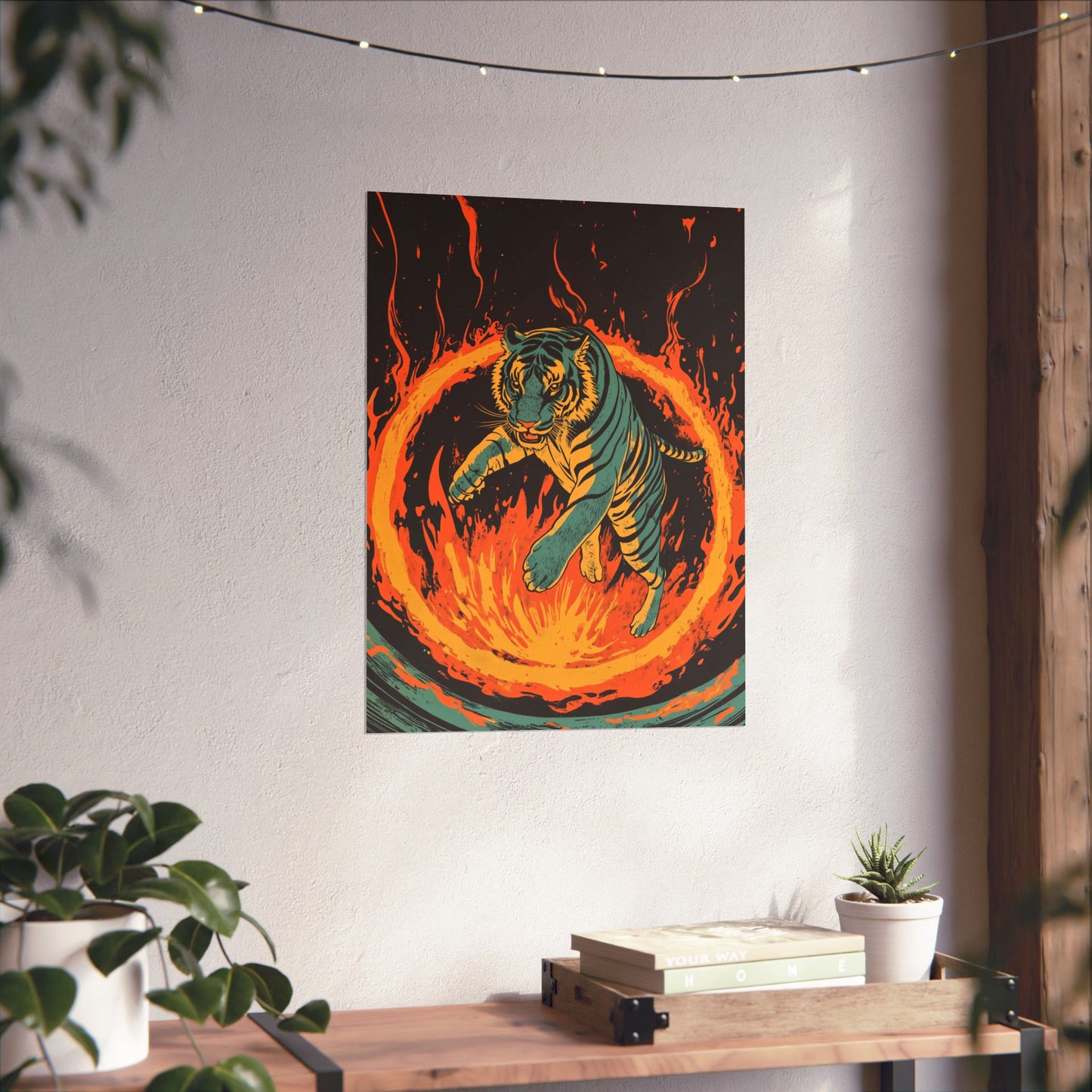 Unleashed - Tiger Jumping Through A Ring of Flames - Matte Vertical Poster - Eye-Catching Wall Art