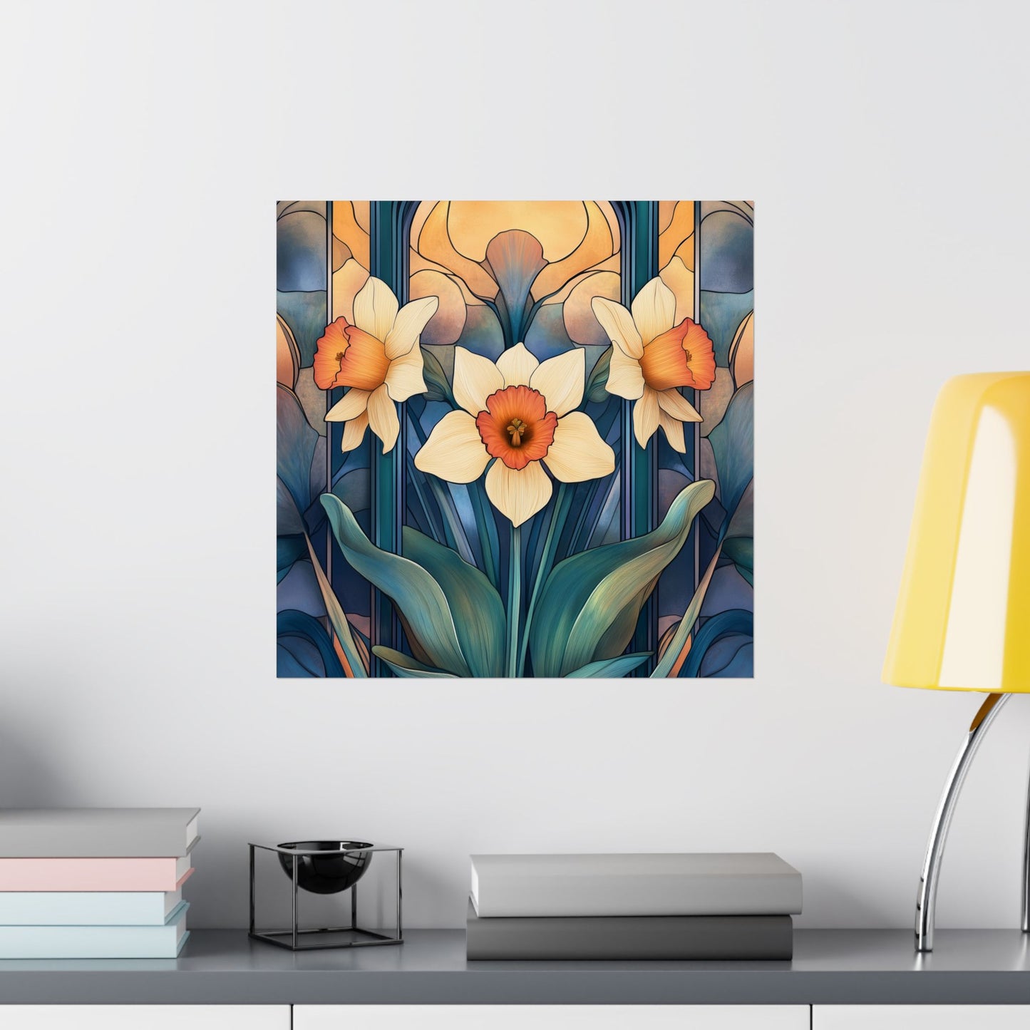 Elegant Daffodil Floral Fine Art Print - Matte Vertical Poster - Daffodil Art Print for Home Décor