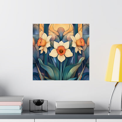 Elegant Daffodil Floral Fine Art Print - Matte Vertical Poster - Daffodil Art Print for Home Décor