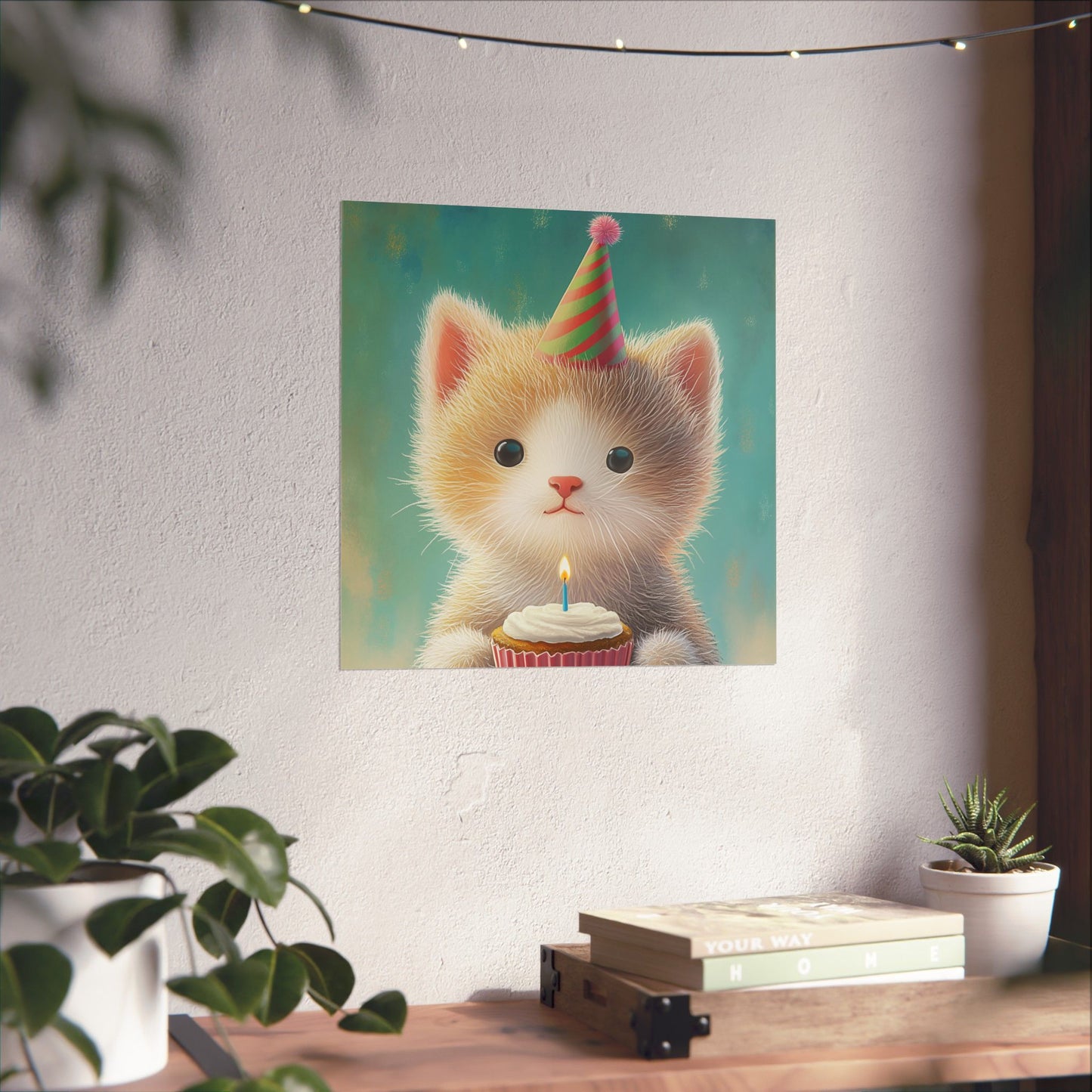 Cute Kitten Birthday Poster - Cat Café - Whimsical Animals - Adorable Kitten Wall Art