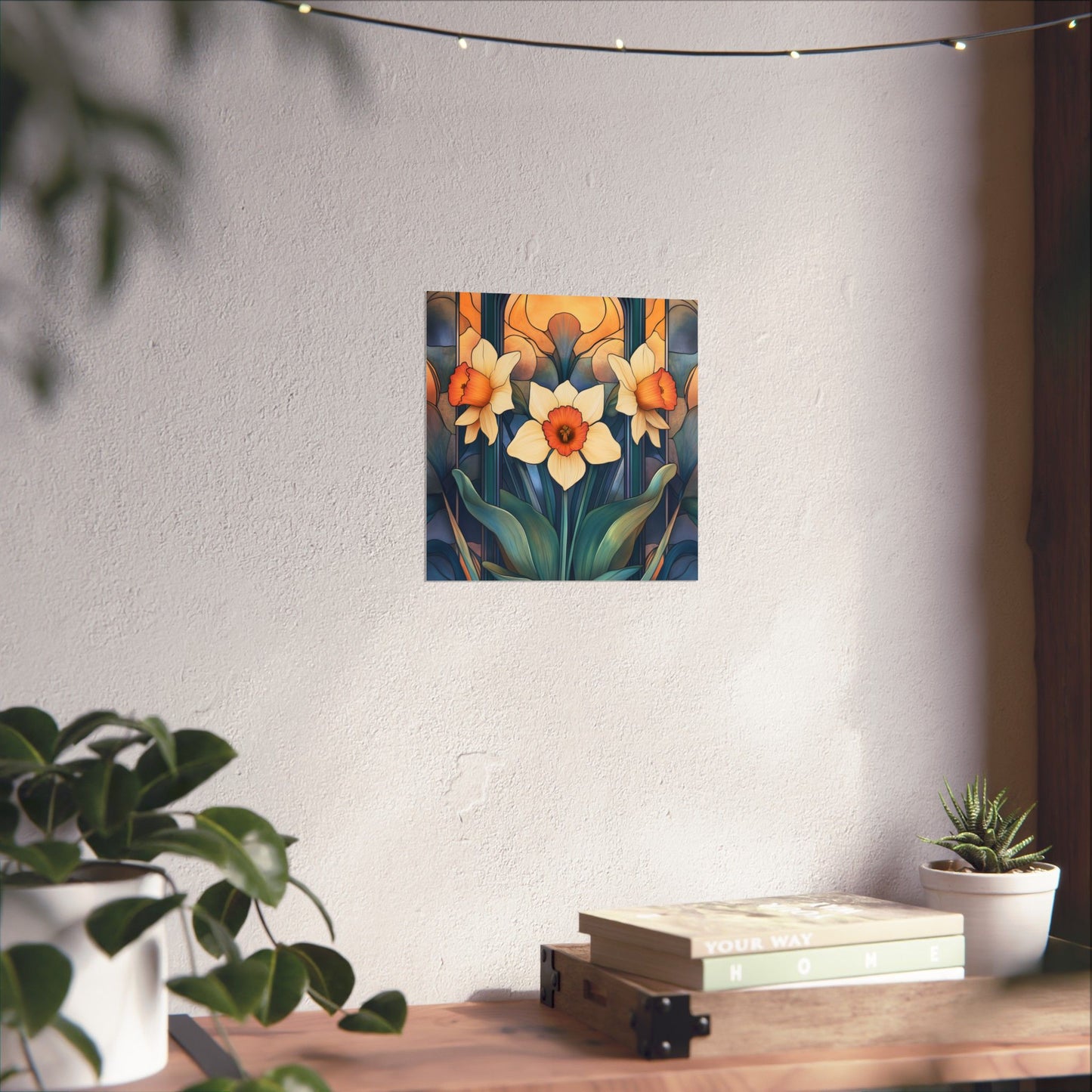 Elegant Daffodil Floral Fine Art Print - Matte Vertical Poster - Daffodil Art Print for Home Décor