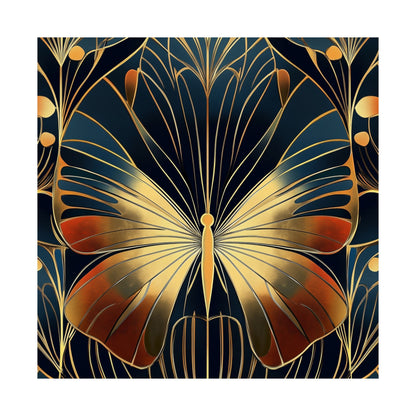 Art Deco Golden Butterfly Fine Art Print - Matte Vertical Poster - Vibrant Home Décor - Chic Style