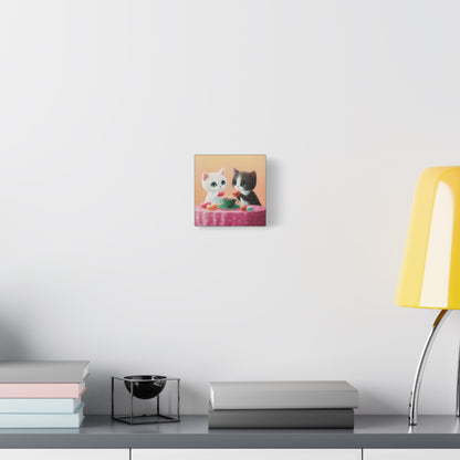 Whimsical Kitty Tea Time - Wall Art & Home Décor - Cute Cat Canvas Art