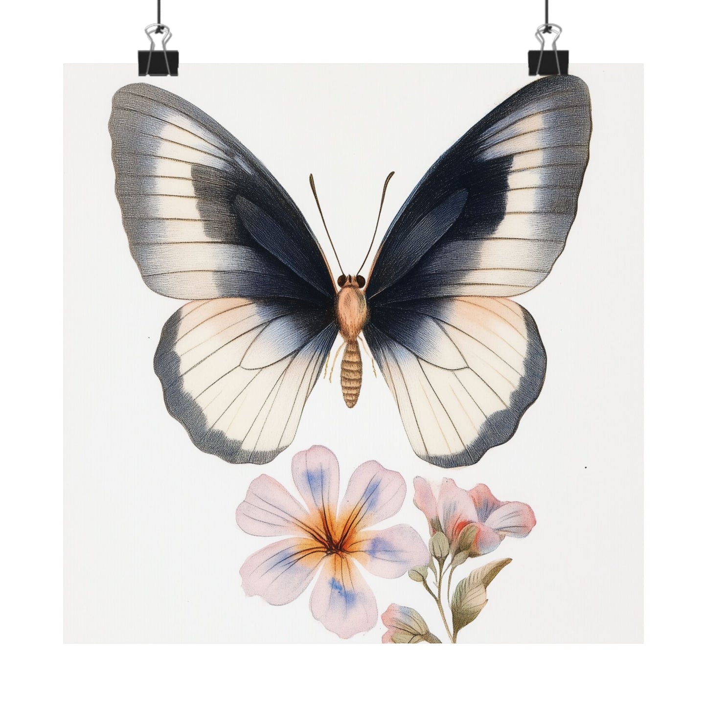 Vintage Butterfly Botanical Print - Matte Vertical Poster - Elegant Wall Art for Nature Lovers
