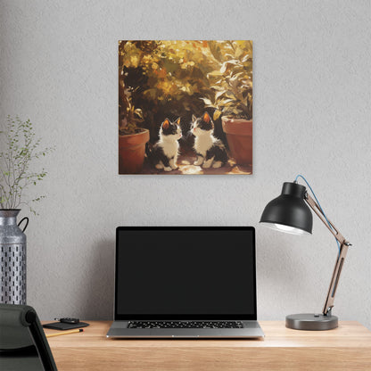 Kittens Conspire  - Garden Friends Series - Fine Art Print on Canvas