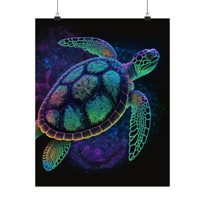 Trippy Turtle - Nautical Fine Art Print - Matte Vertical Poster - Ocean Art for Beach Lovers