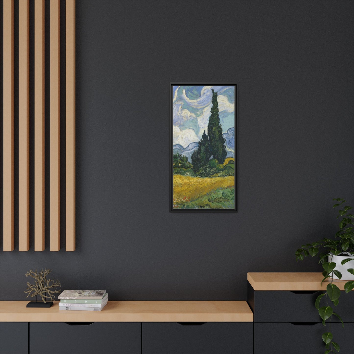 Van Gogh - Wheat Field with Cypresses - Museum Collection - Framed Canvas Print