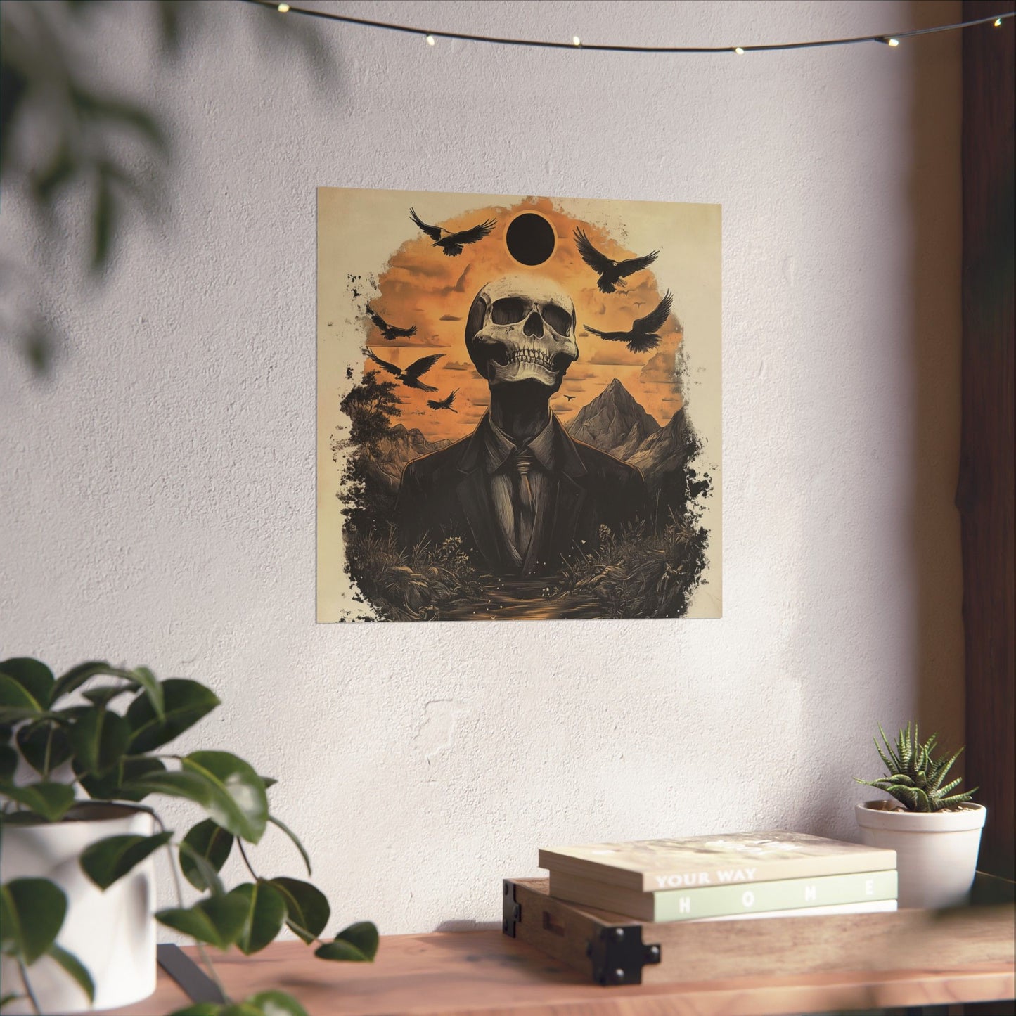 Mystic Black Sun Skull Gothic Poster - Dark Art - Fine Art Prints - Wall Art