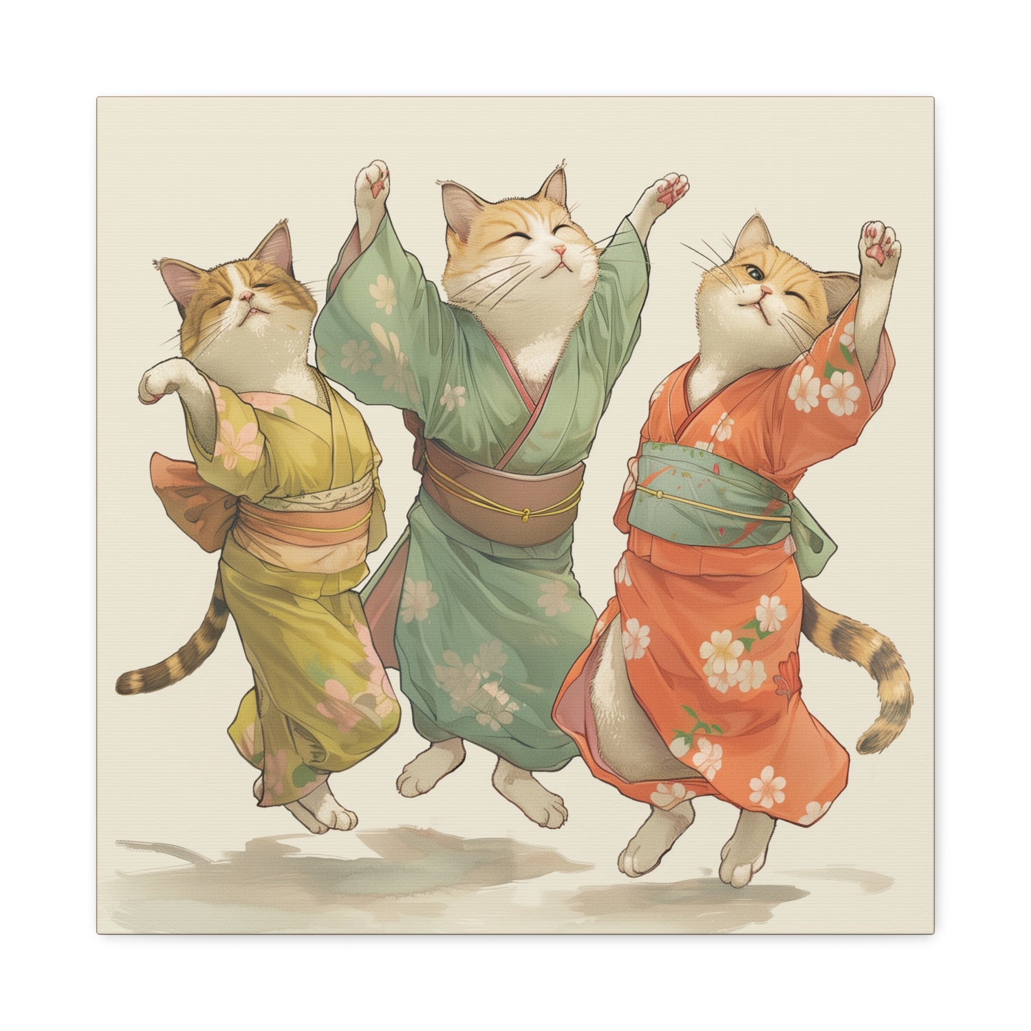 Cheery Cats Prancing - Wall Art Canvas - Home Décor