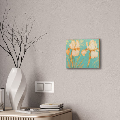 Iris Flowers on Turquois - Stretched Canvas