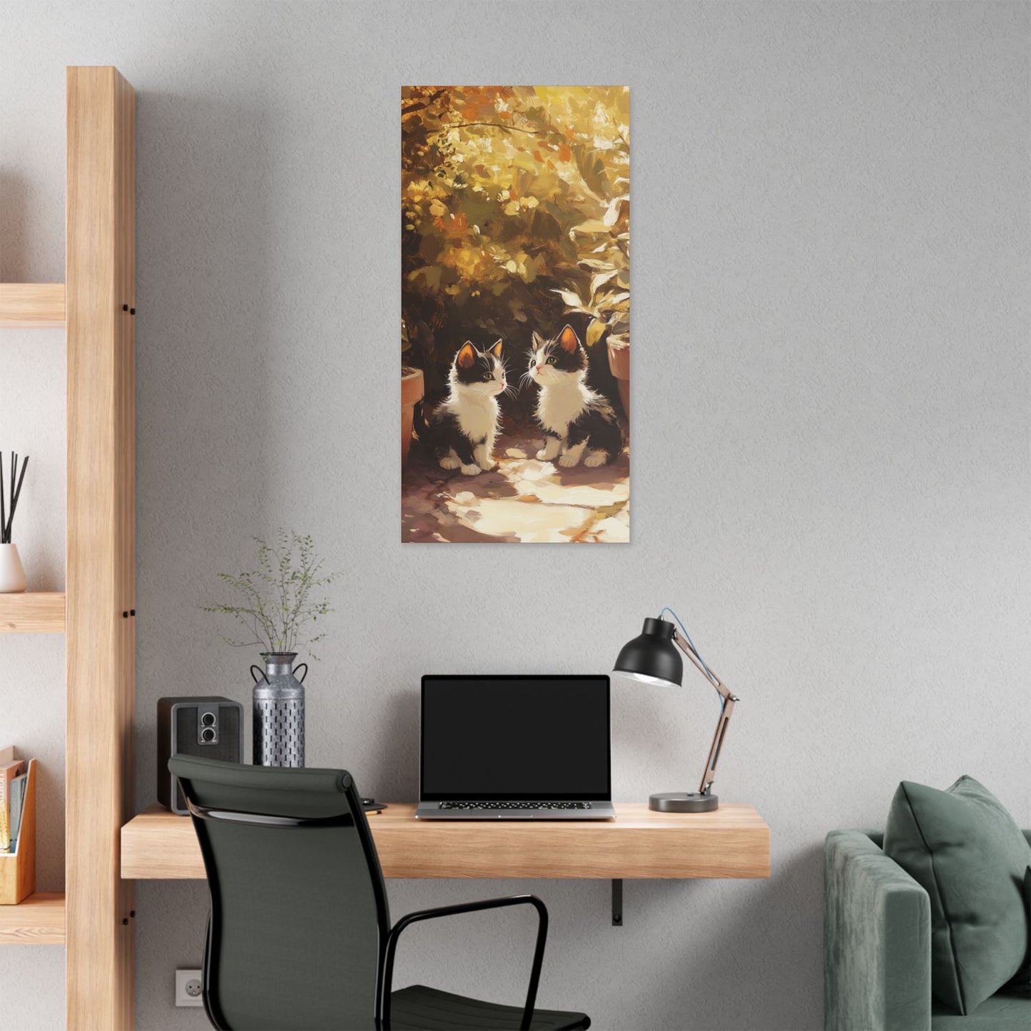 Kittens Conspire  - Garden Friends Series - Fine Art Print on Canvas