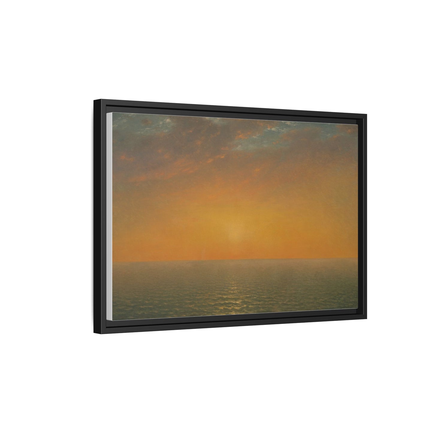 John Frederick Kensett : Sunset on the Sea (1872) - Museum Collection - Framed Canvas Print