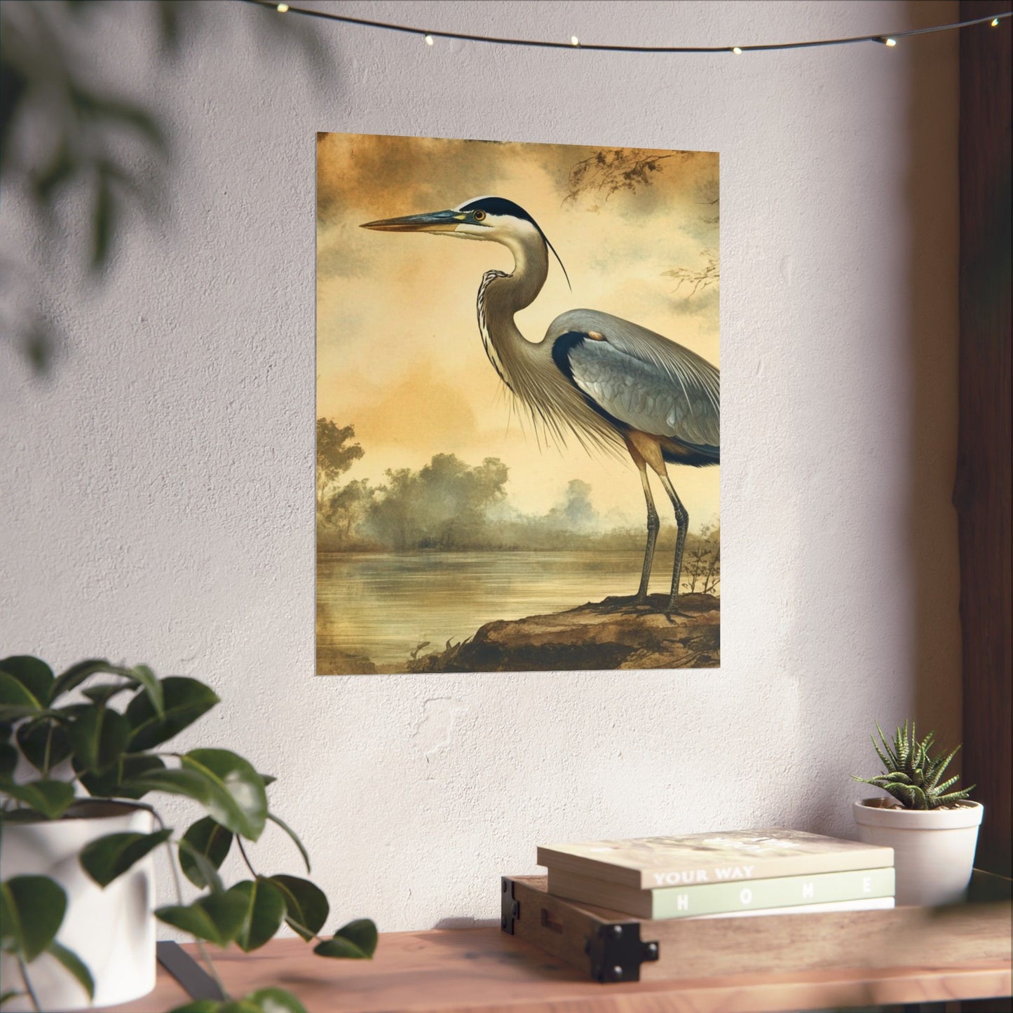 Elegant Blue Heron Coastal Fine Art Print