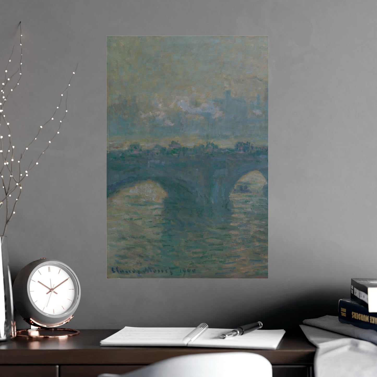 Waterloo Bridge Gray Weather - Monet Fine Art Poster