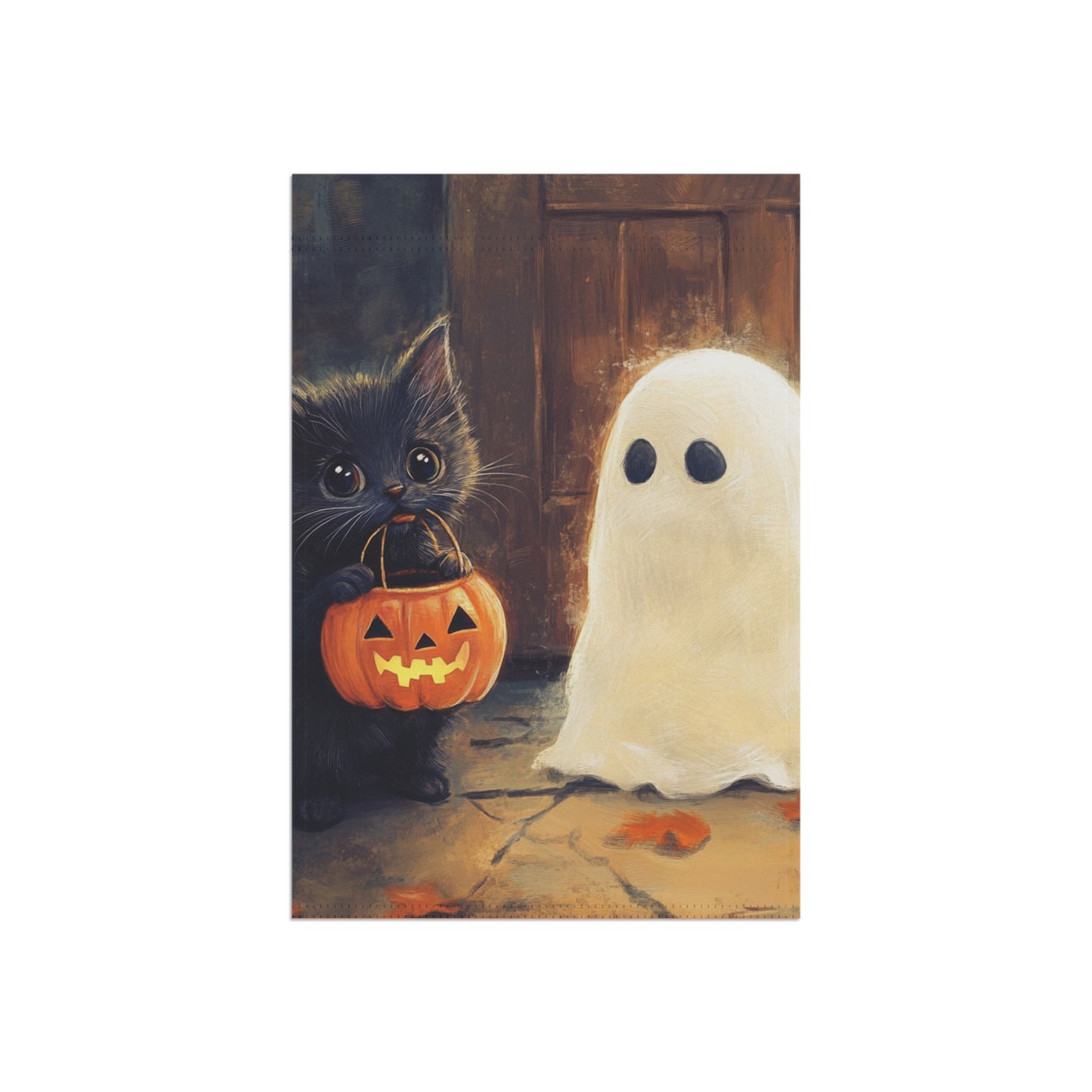 Trick or Treat Kitten & Friendly Ghost - Halloween Decoration - Garden & House Banner