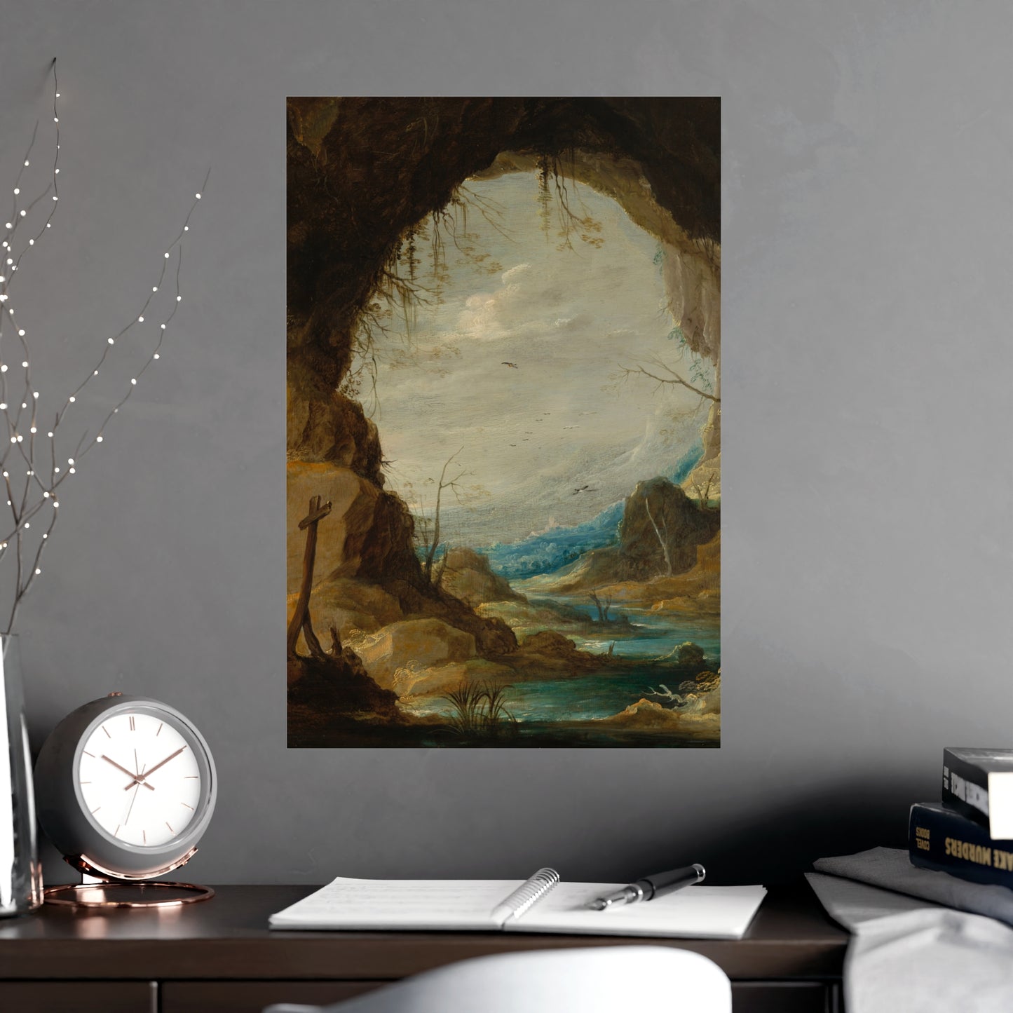 Vista from a Grotto - Romantic Cave Landscape Fine Art Poster