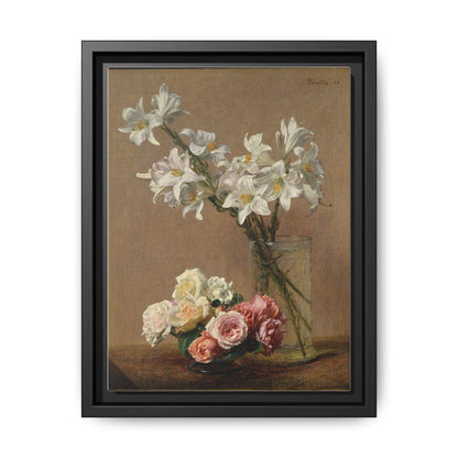 Henri Fantin-Latour : Roses and Lilies (1888) - Giclee Fine Art Print - Museum Collection Framed Canvas Print