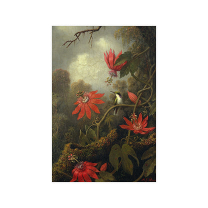 Hummingbird in Lush Tropical Landscape - Museum Collection - Fine Art Poster