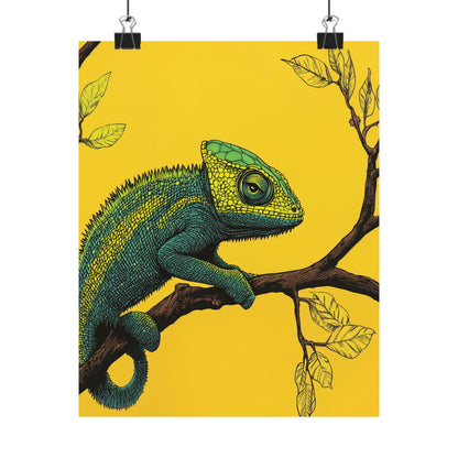 I am not Amused - The Candid Chameleon - Whimsical Animals - Fine Art Print - Vertical Poster - Bohemian Wall Art