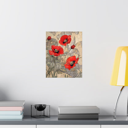 Pretty Poppy Fine Art Print - Floral Matte Vertical Poster – Artwork for Home Décor