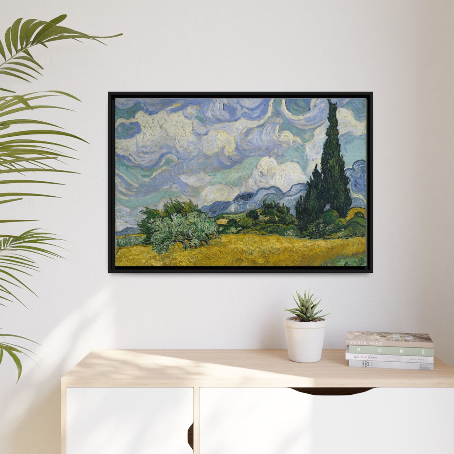 Van Gogh - Wheat Field with Cypresses - Museum Collection - Framed Canvas Print