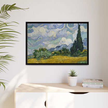 Van Gogh - Wheat Field with Cypresses - Museum Collection - Framed Canvas Print